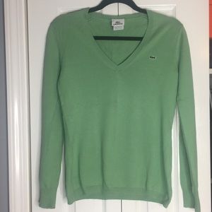 Lacoste Green V-Neck Sweater for Women